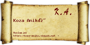 Koza Anikó névjegykártya
