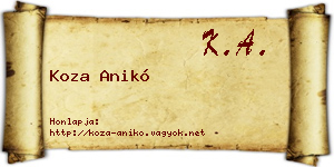 Koza Anikó névjegykártya